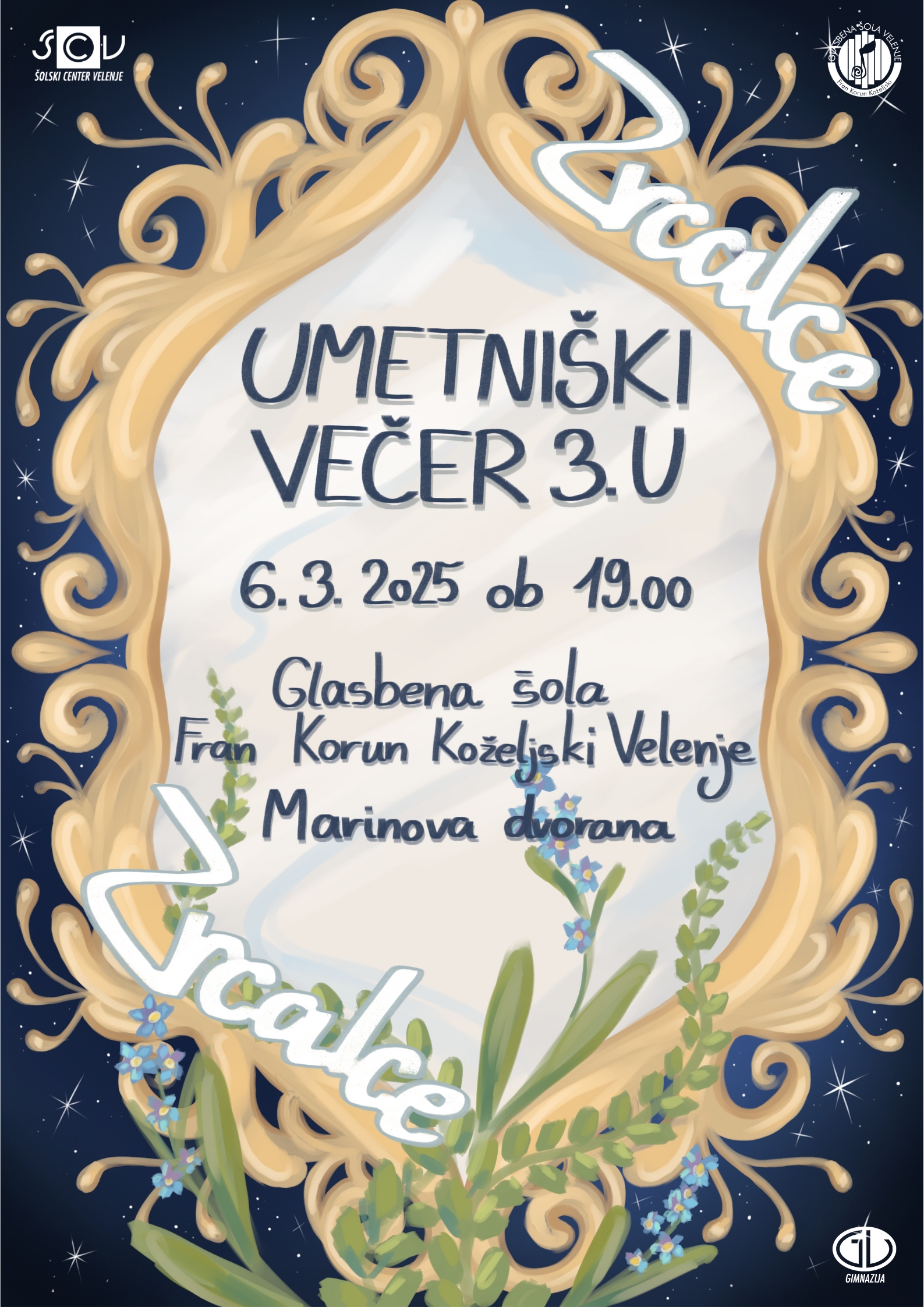 Vabilo na umetniški večer dijakov 3. U