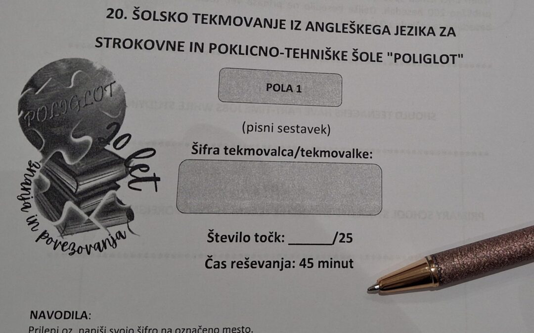 Znani so rezultati šolskega tekmovanja iz znanja angleščine