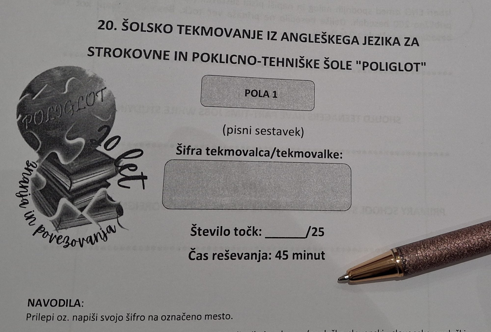 Znani so rezultati šolskega tekmovanja iz znanja angleščine Znani so rezultati šolskega tekmovanja iz znanja angleščine