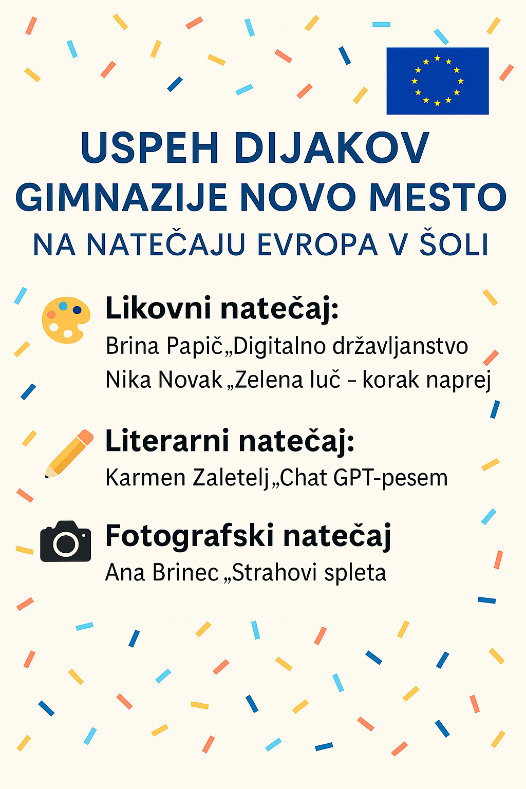 Uspeh dijakov Gimnazije Novo mesto na natečaju Evropa v šoli – Digitalno državljanstvo Uspeh dijakov Gimnazije Novo mesto na natečaju Evropa v šoli – Digitalno državljanstvo