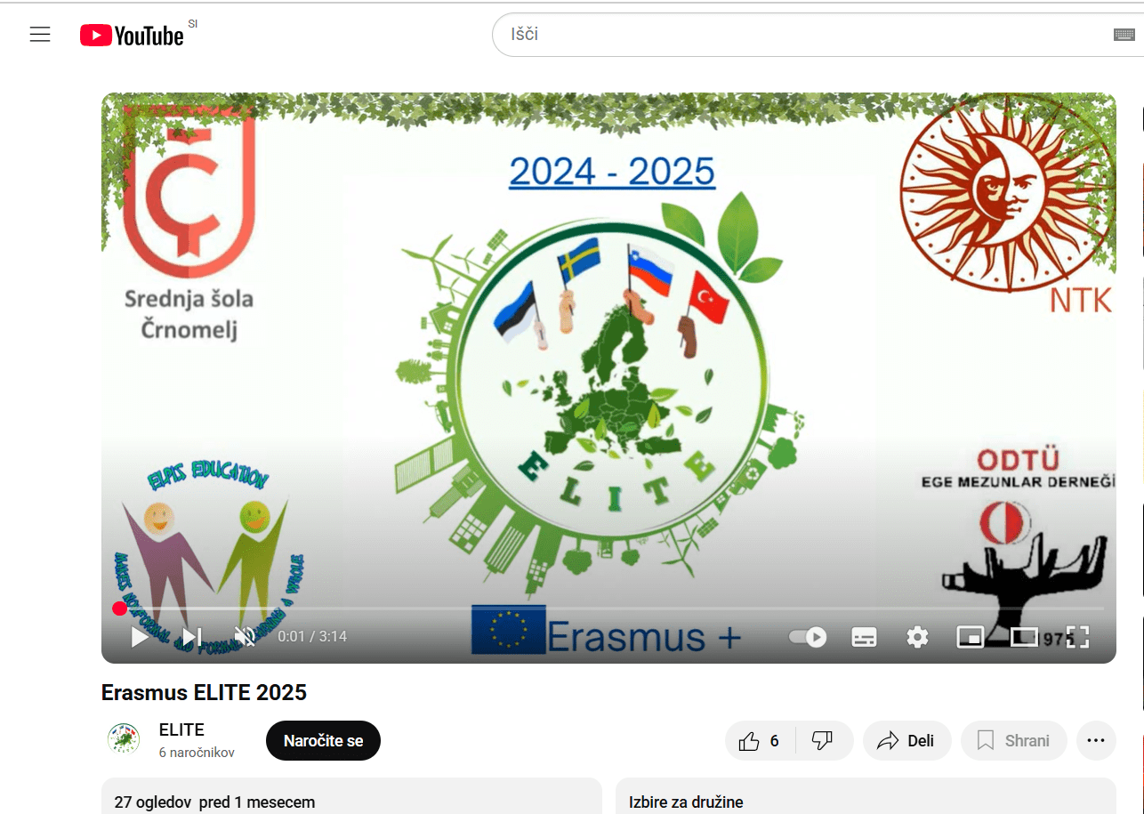 Zaključni video mednarodnega projekta ELITE – EcoLogically Informed Teens of Europe