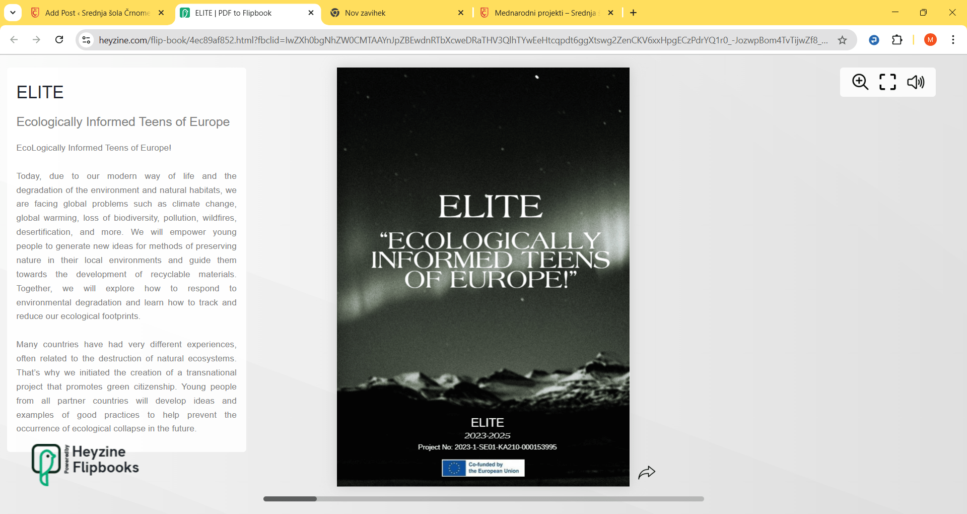 Spletni časopis ELITE – EcoLogically Informed Teens of Europe