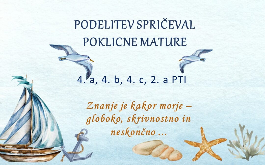 Vabilo na podelitev spričeval poklicne mature