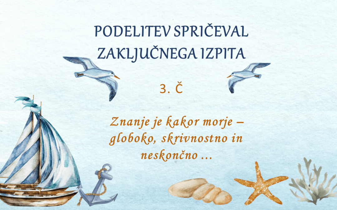 Vabilo na podelitev spričeval zaključnega izpita