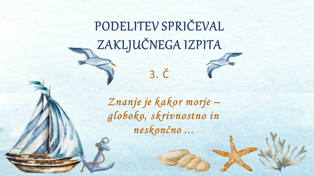 Vabilo na podelitev spričeval zaključnega izpita Vabilo na podelitev spričeval zaključnega izpita
