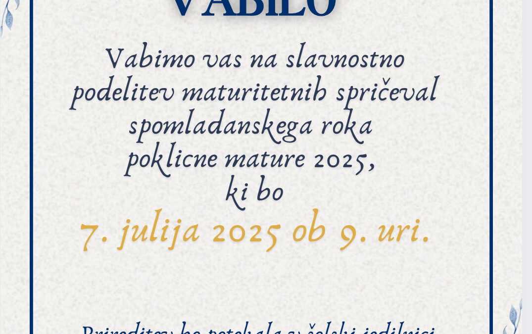 Podelitev maturitetnih spričeval