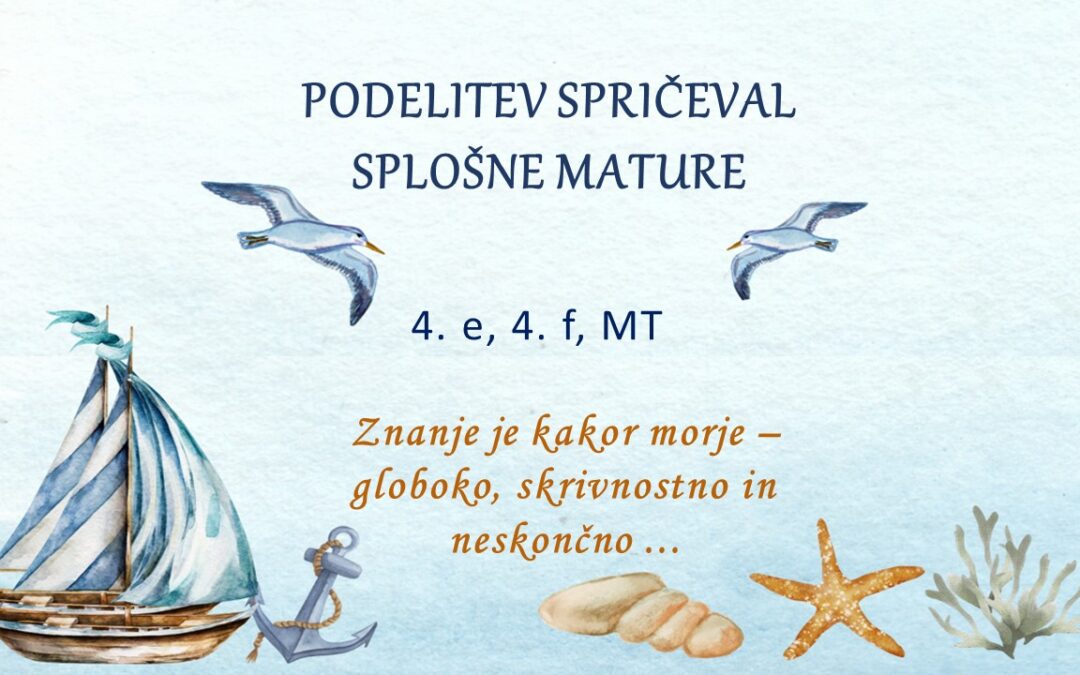 Vabilo na podelitev spričeval splošne mature