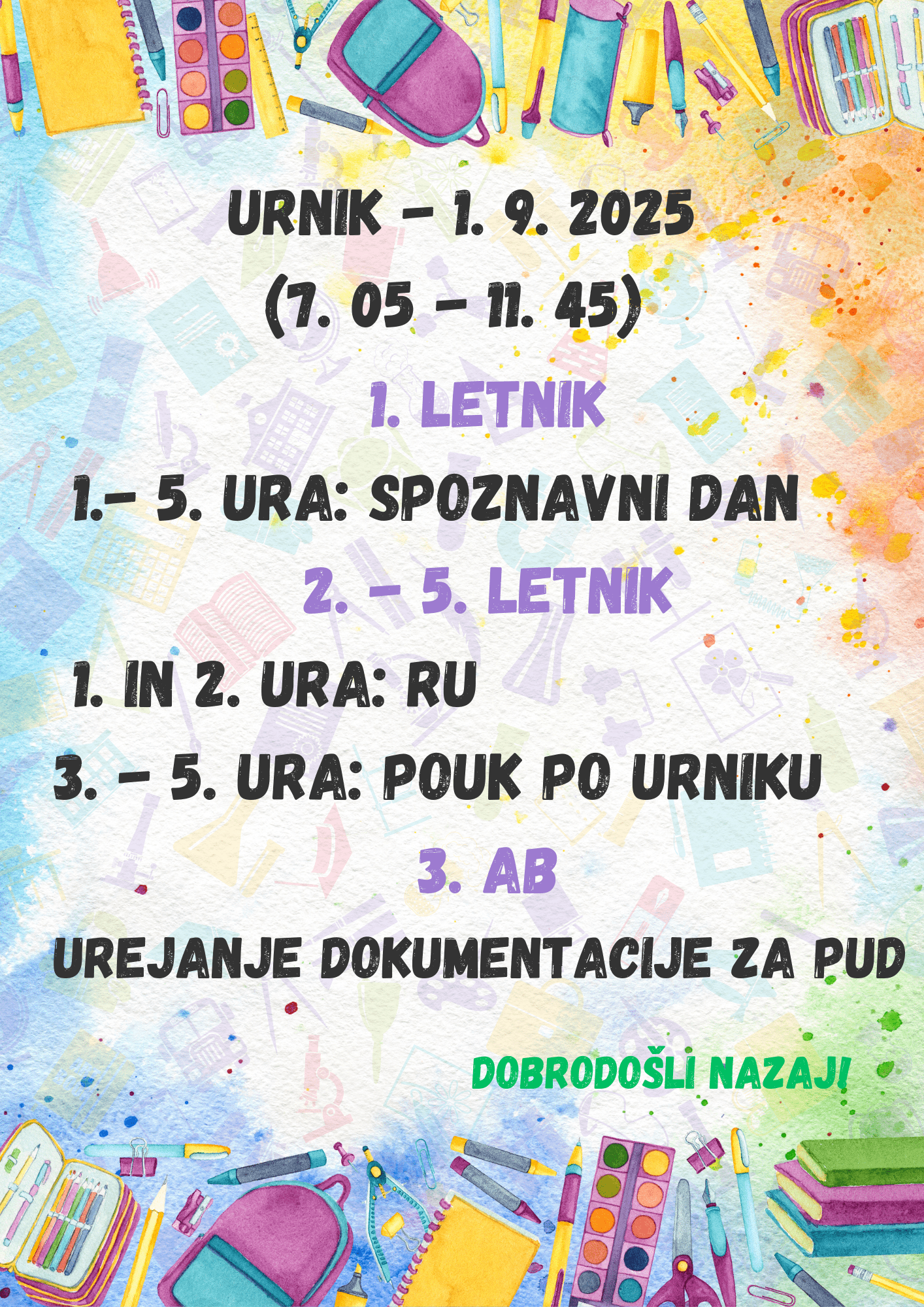 1. šolski dan