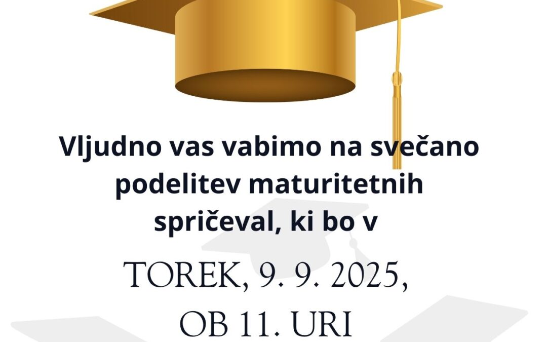 Vabilo na svečano podelitev poklicne mature