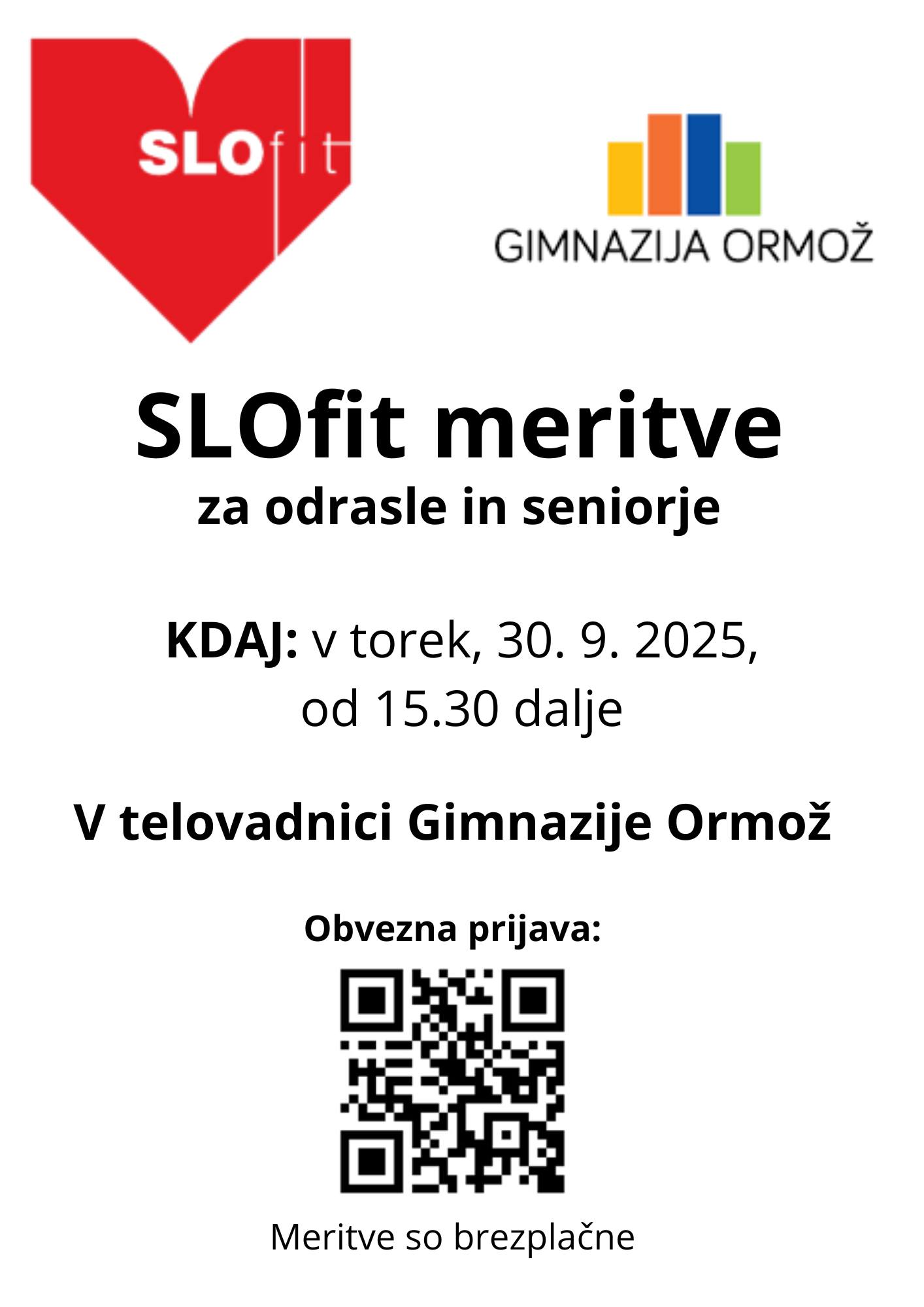 Meritve telesne zmogljivosti SLOfit odrasli Meritve telesne zmogljivosti SLOfit odrasli