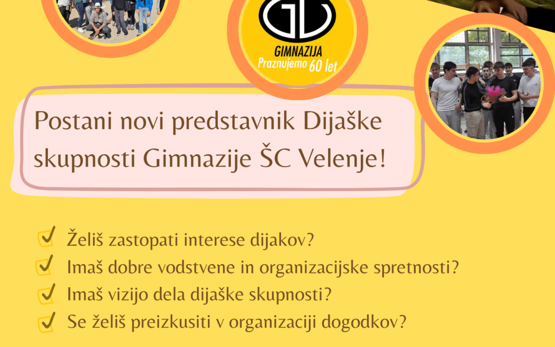 Dijaška skupnost Gimnazije ŠC Velenje: iščemo novega predsednika/predsednico