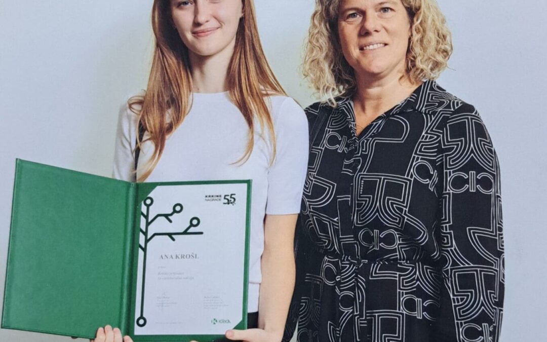 Raziskovalka Ana Krošl prejemnica Krkinega priznanja
