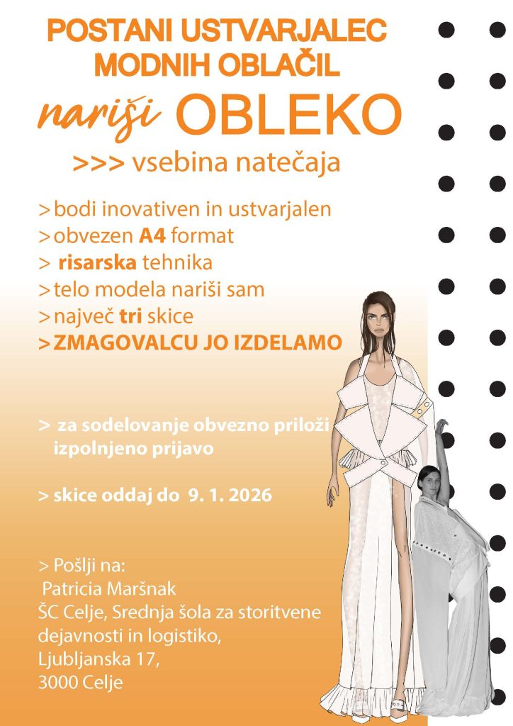 Slika prikazuje reklamni plakat za natečaj Nariši obleko.