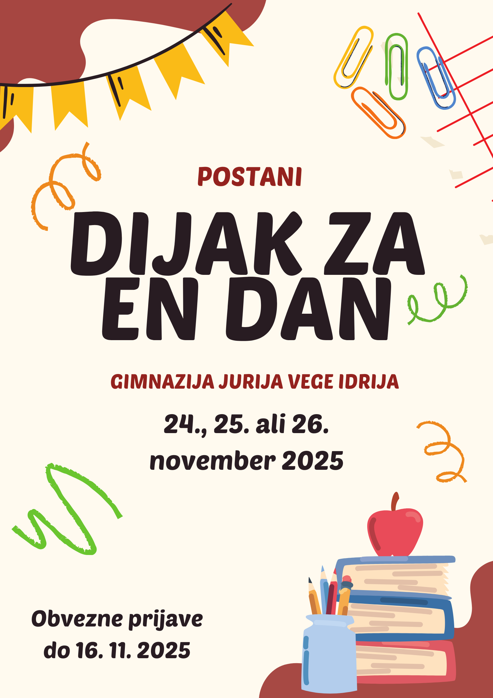 Postani dijak za en dan Postani dijak za en dan