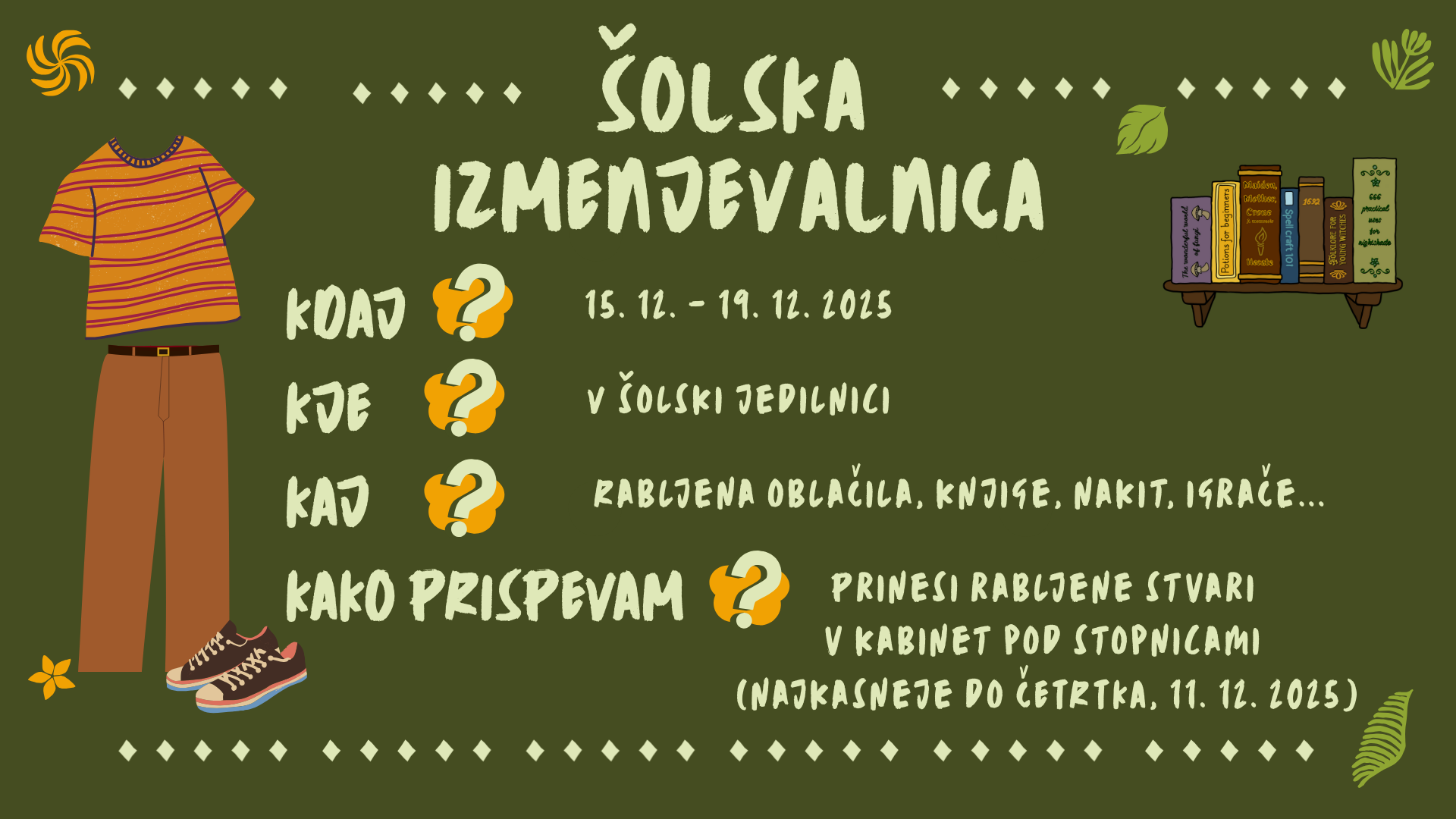 Šolska izmenjevalnica oblačil in predmetov Šolska izmenjevalnica oblačil in predmetov