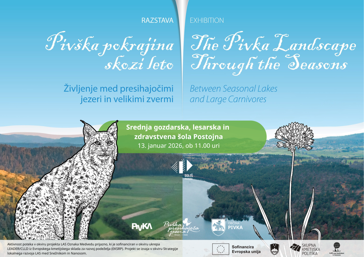 Razstava Pivška pokrajina skozi leto – življenje med presihajočimi jezeri in velikimi zvermi
