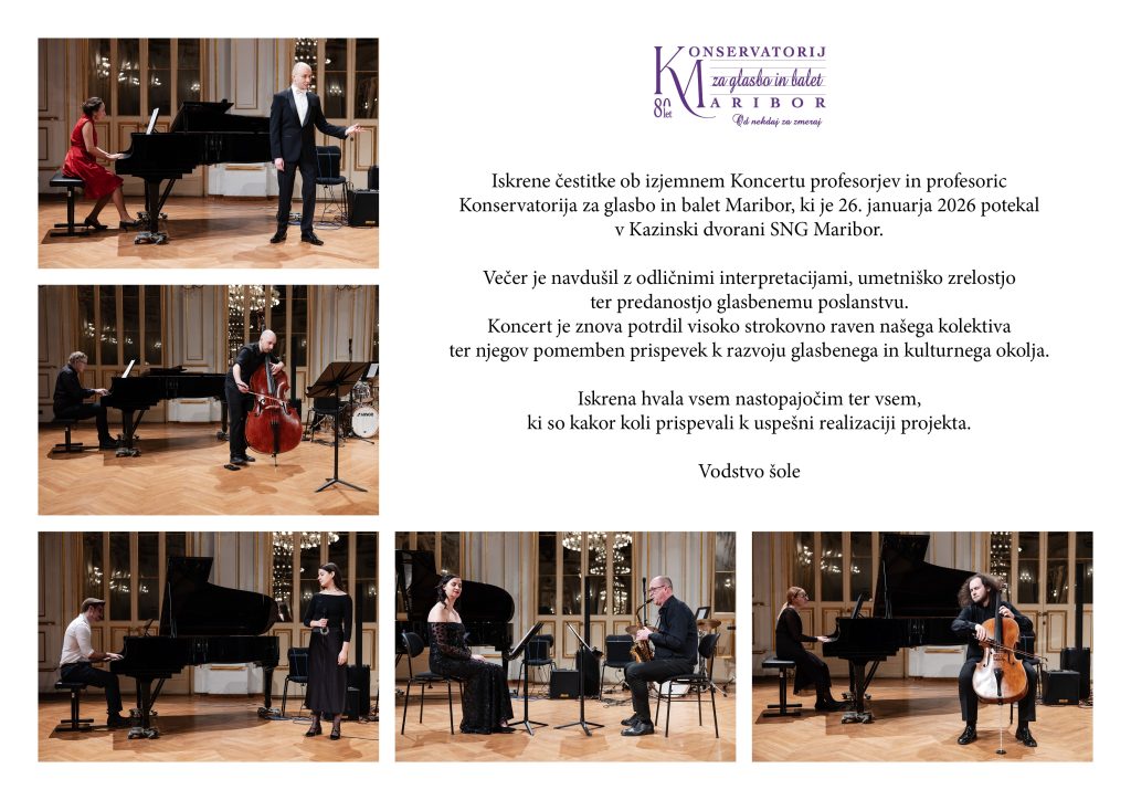Čestitka za koncert profesorjev in profesoric 2026