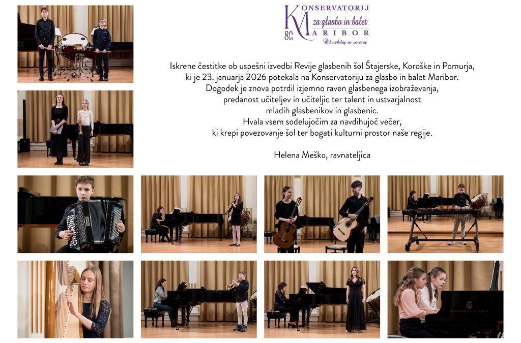 Čestitka za Revijo glasbenih šol Štajerske, Koroške in Pomurja