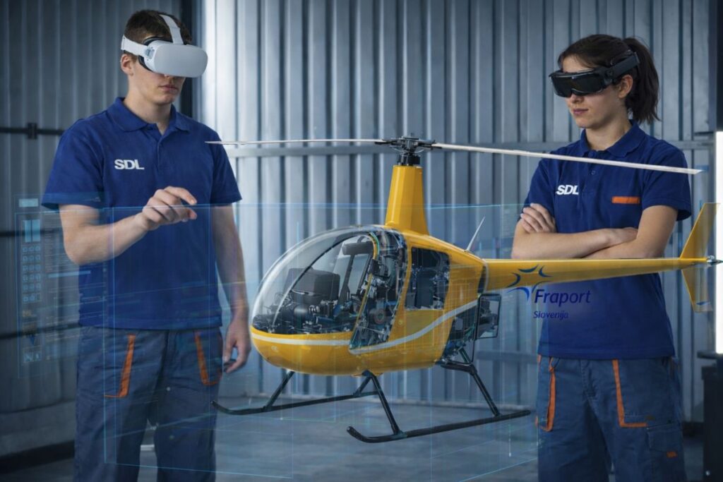 Dijaka pred helikopterjem