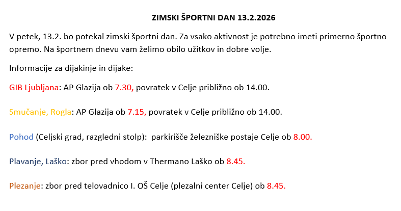 Zimski športni dan 13. 2. 2026