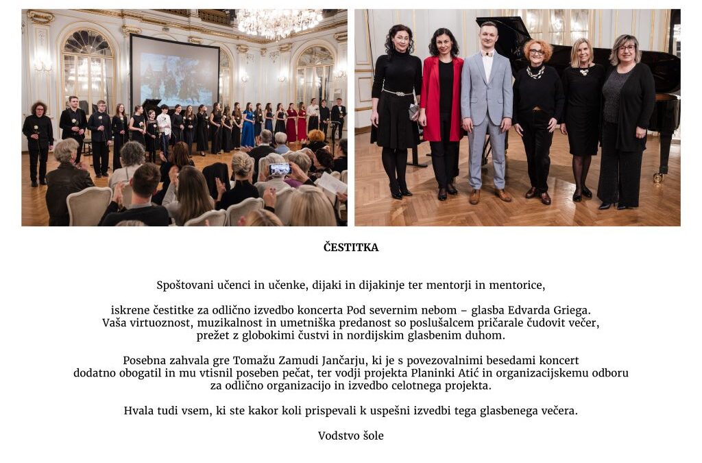 Čestitka za koncert Pod severnim nebom (Edvard Grieg)