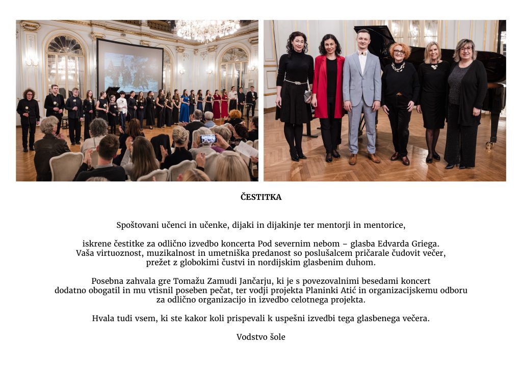 Čestitka za koncert Pod severnim nebom (Edvard Grieg) Čestitka za koncert Pod severnim nebom (Edvard Grieg)