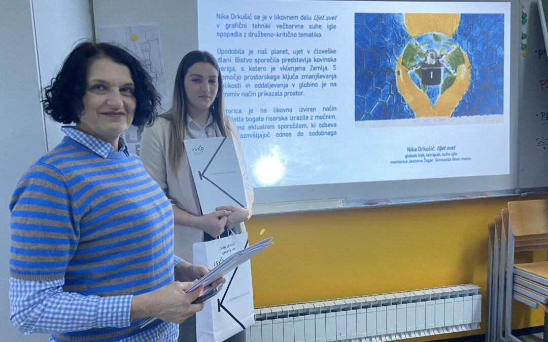 Priznanje za likovno delo Nike Drkušić na natečaju Mesto stika