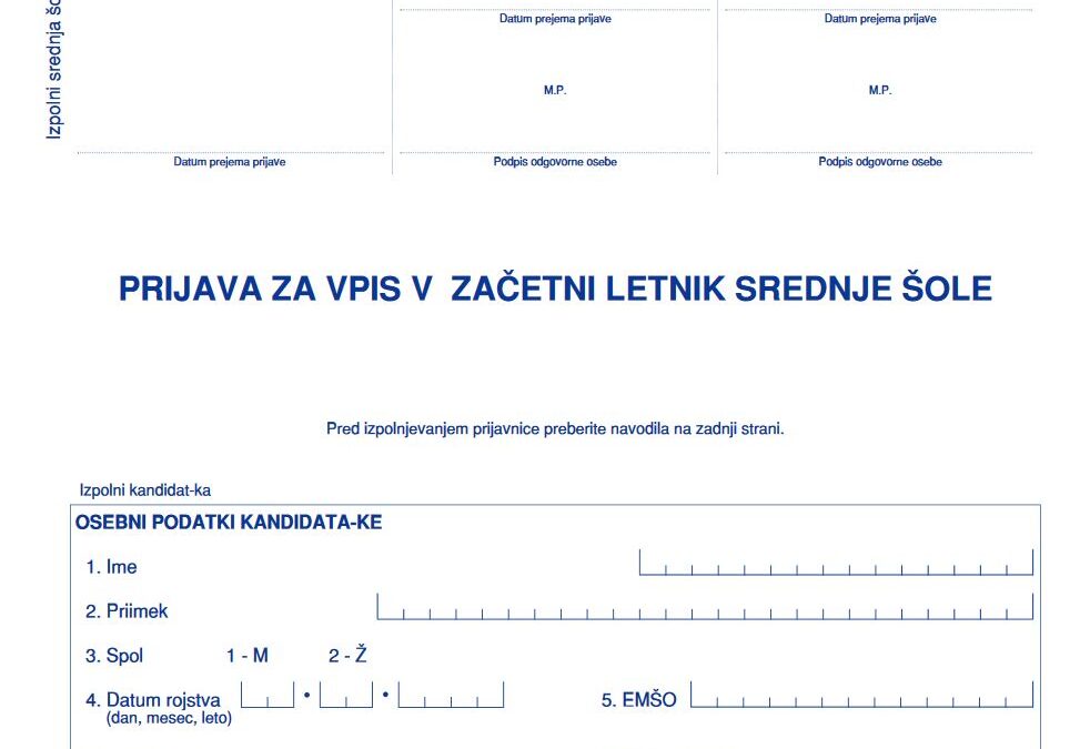 Vpis š.l. 2026/2027