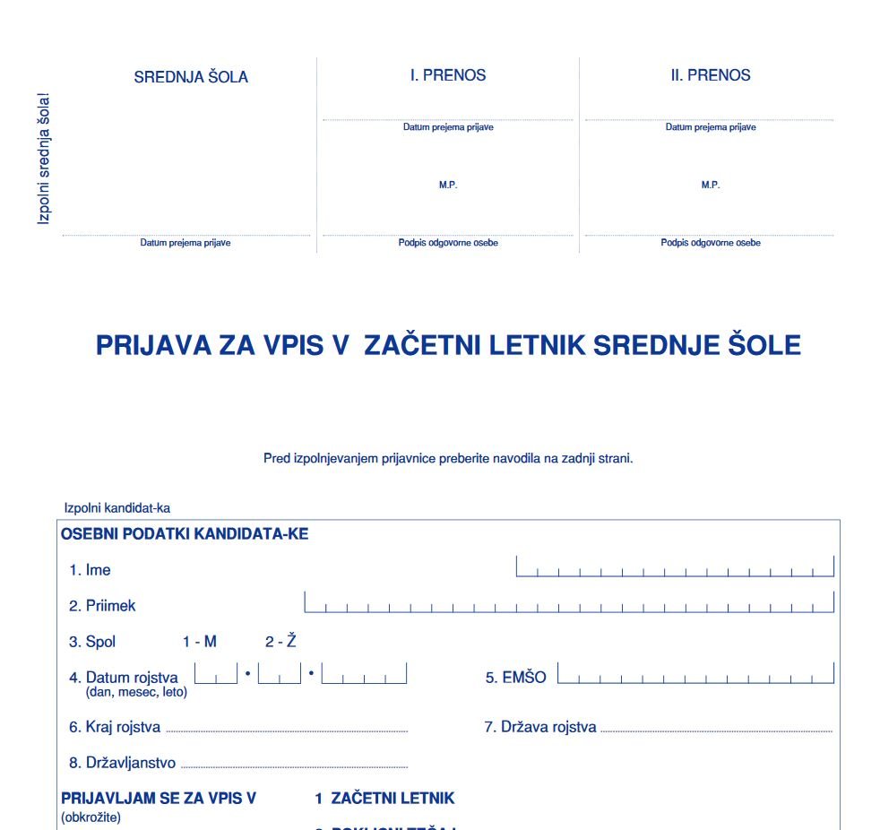 Informacije o vpisu v š.l. 2026/2027