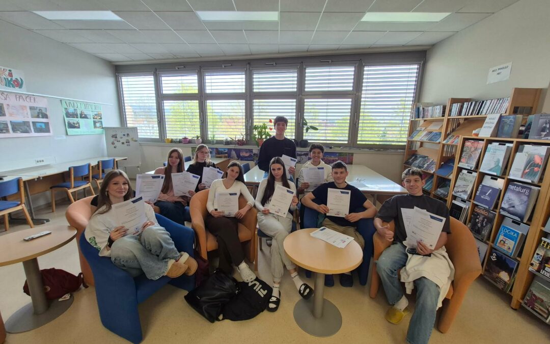 Podelitev certifikatov Youthpass – projekt Erasmus+ Mladina