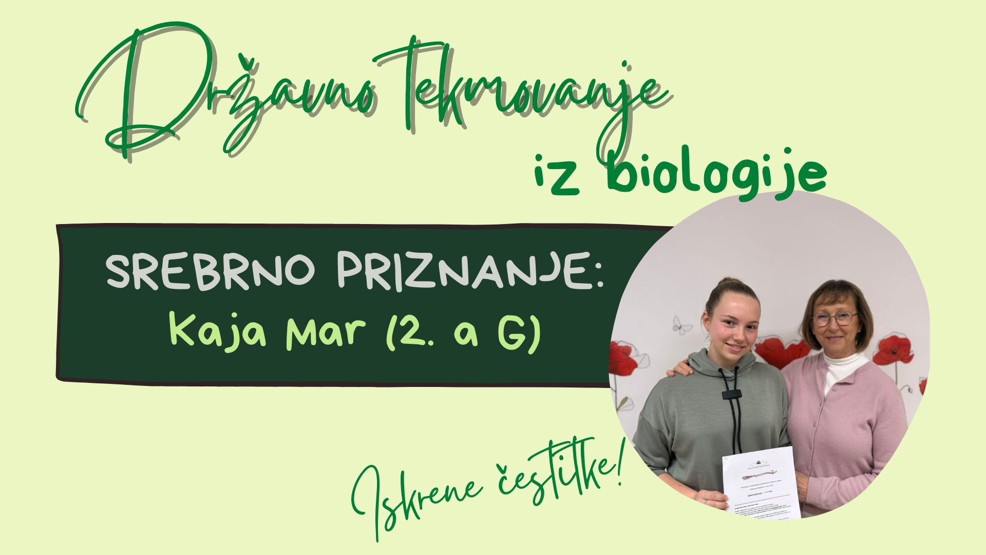 Srebrno priznanje iz biologije Srebrno priznanje iz biologije