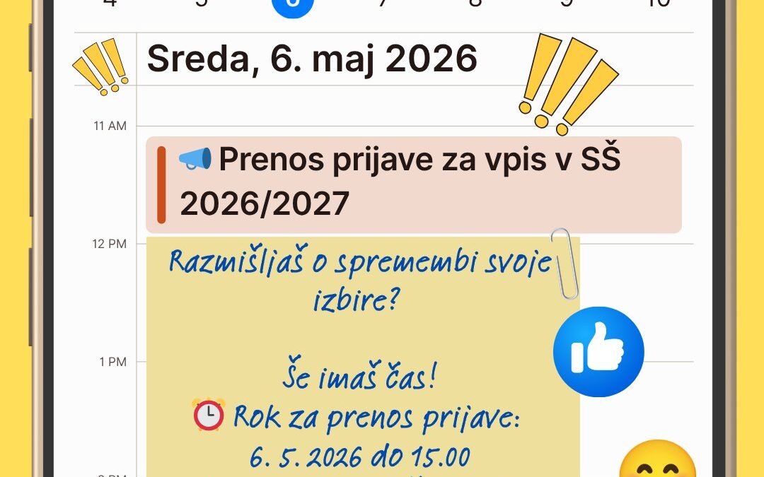 Možnost prenosa prijav za vpis v 1. letnik 2026/27