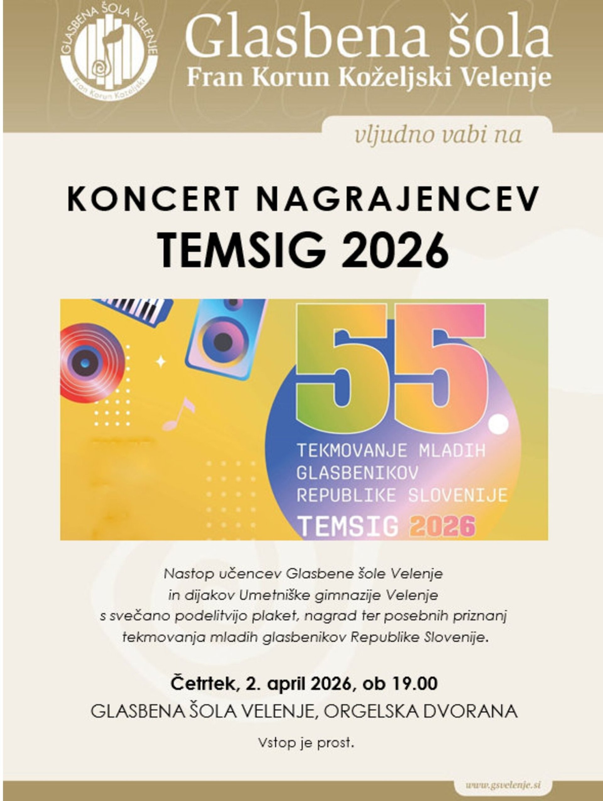 Vabilo na koncert nagrajencev državnega tekmovanja TEMSIG 2026 Vabilo na koncert nagrajencev državnega tekmovanja TEMSIG 2026