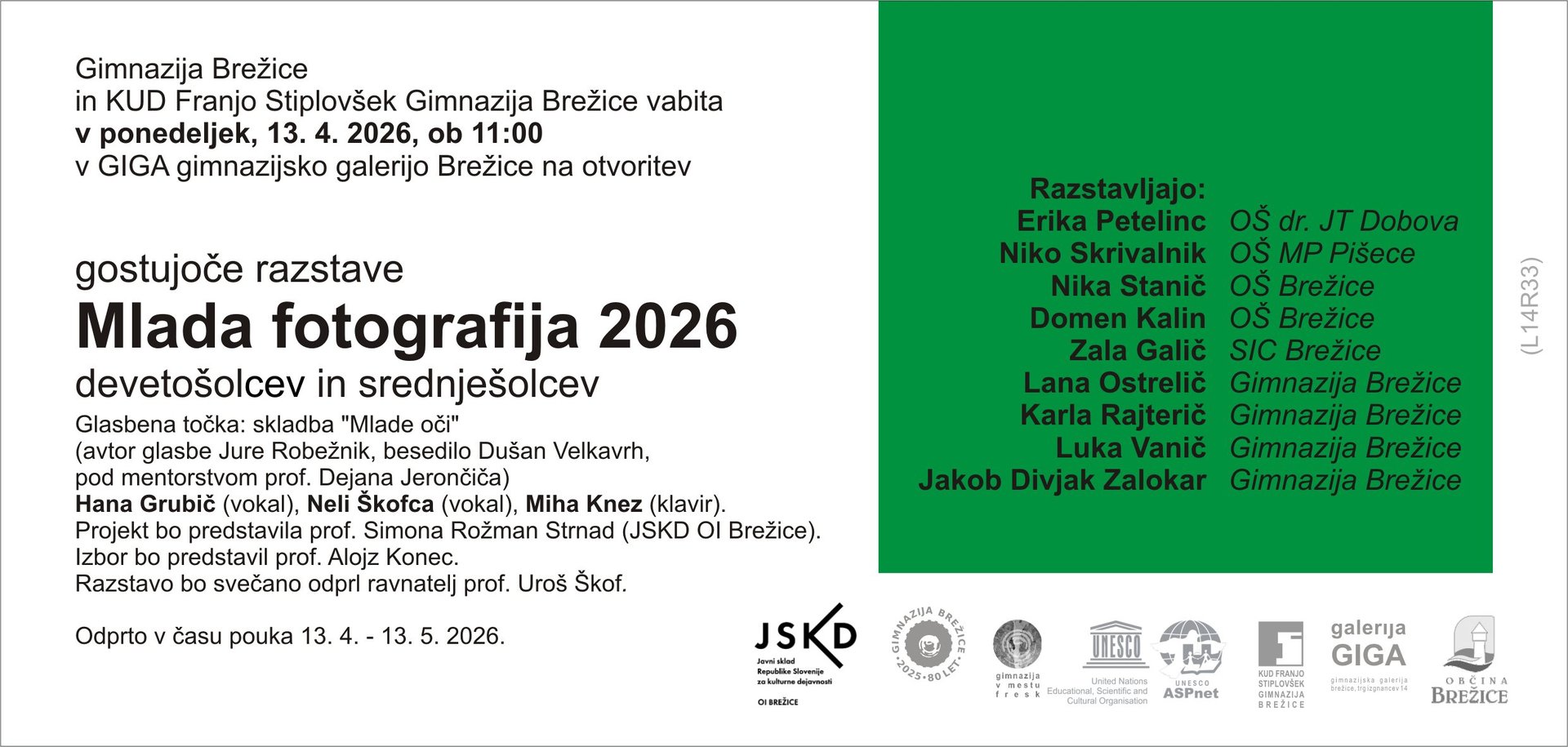 Vabljeni na otvoritev razstave Mlada fotografija 2026 Vabljeni na otvoritev razstave Mlada fotografija 2026