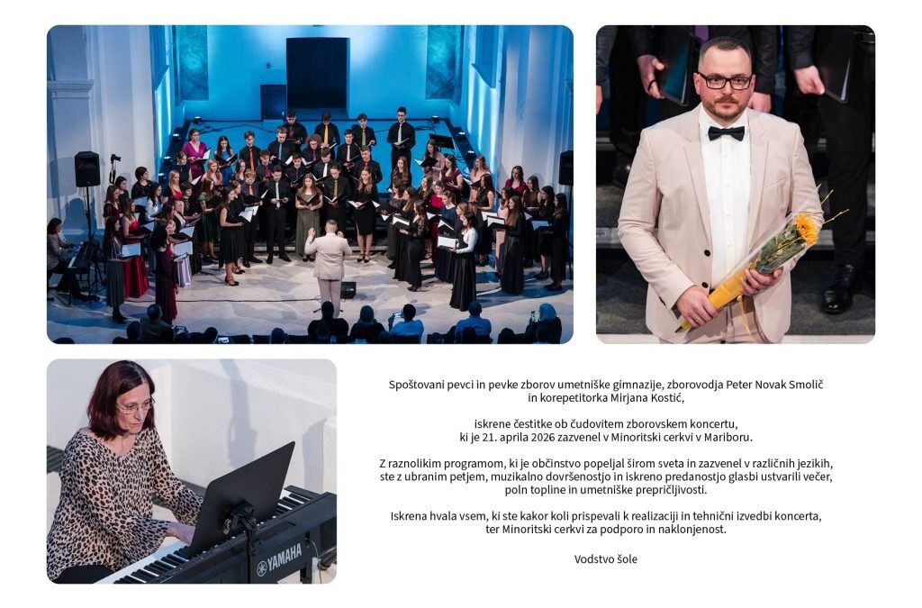 Čestitka za koncert zborov umetniške gimnazije 2026