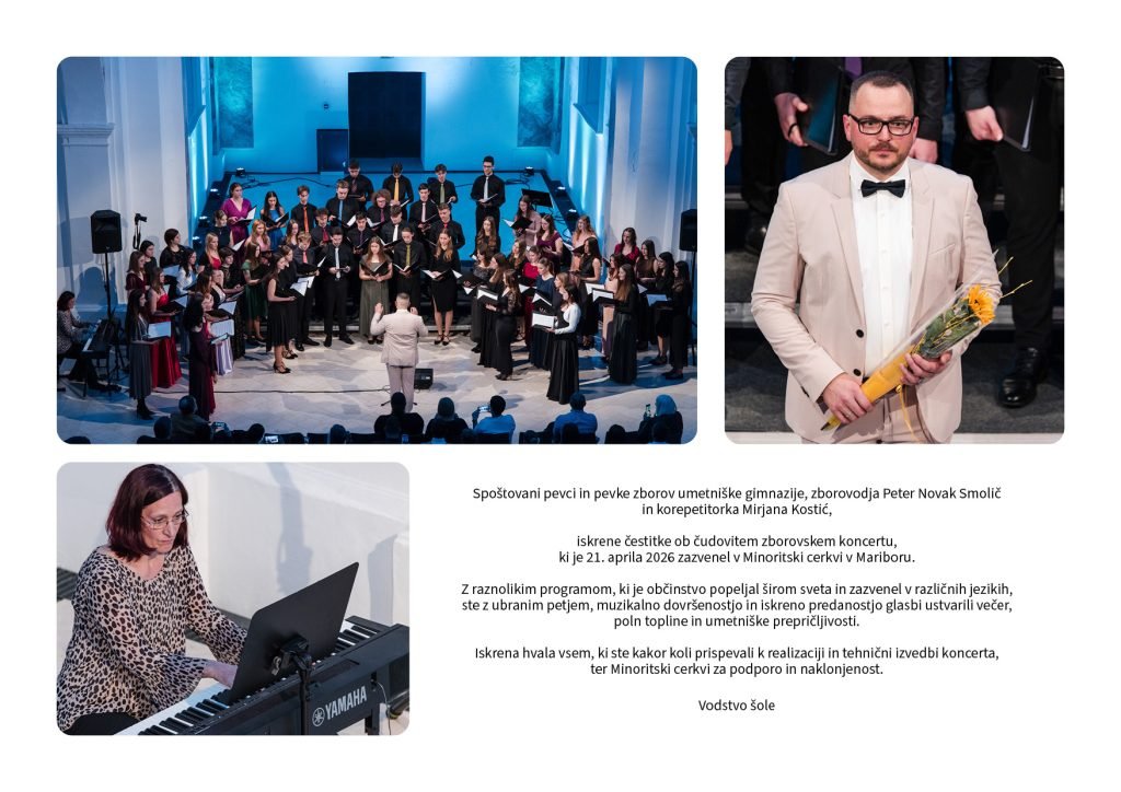 Čestitka za koncert zborov umetniške gimnazije 2026