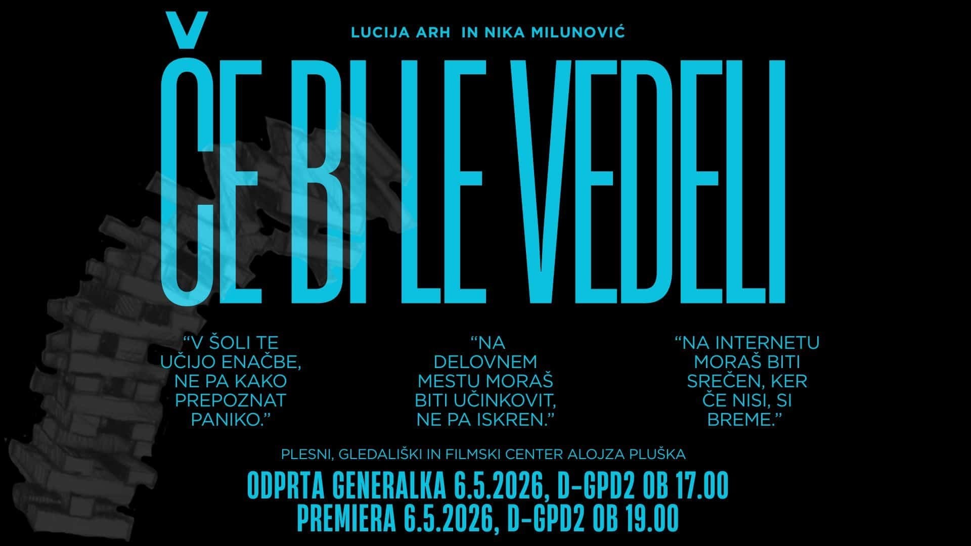 Premiera dijaške uprizoritve ČE BI LE VEDELI Premiera dijaške uprizoritve ČE BI LE VEDELI