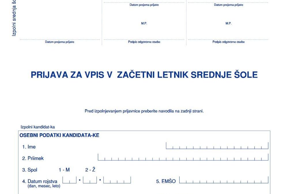 Informacije o vpisu v š.l. 2026/2027 po prenosu prijav