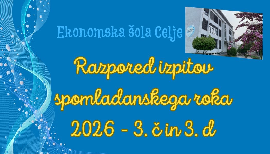 Razpored izpitov spomladanskega roka za 3. č in 3. d